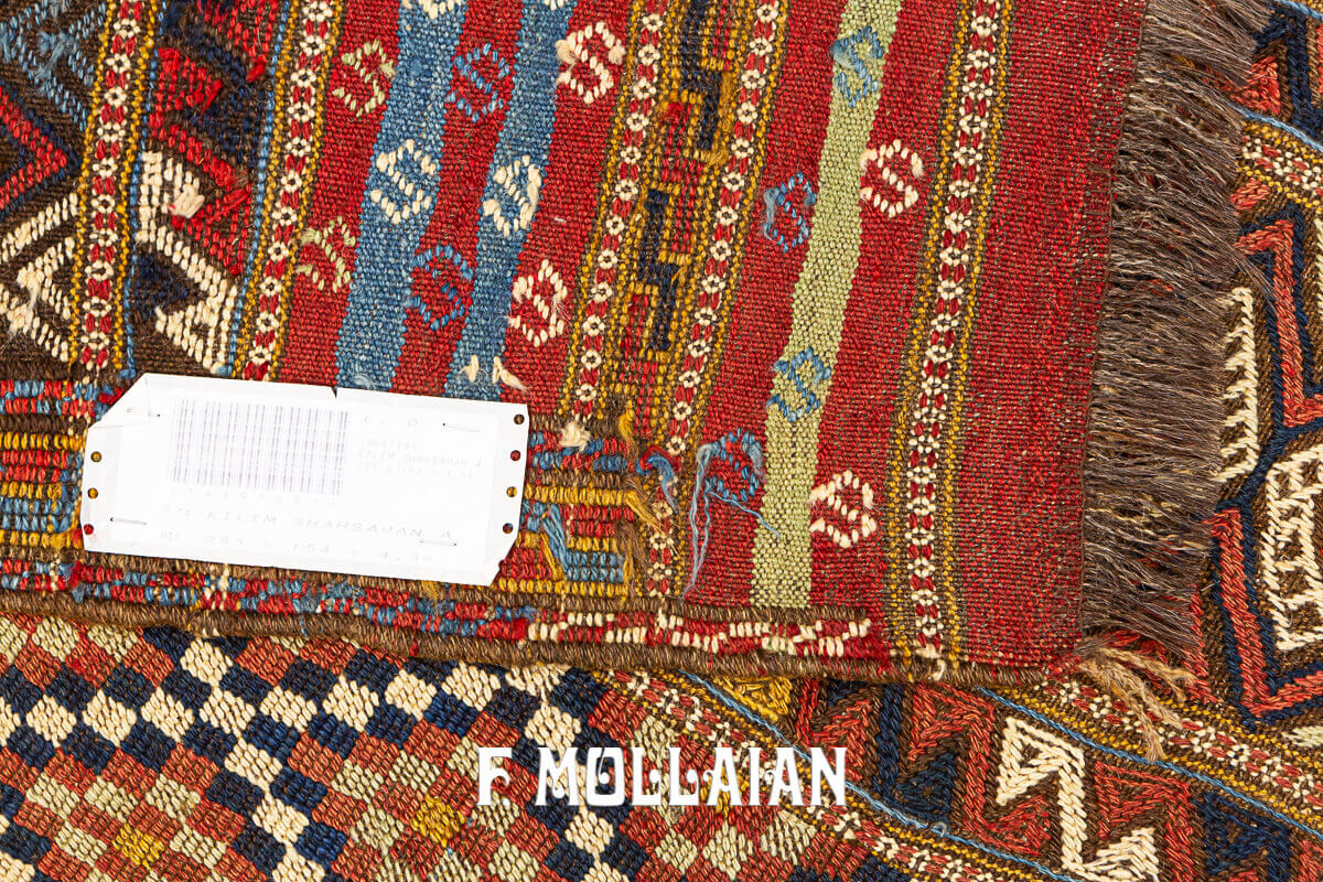 Bellissimo Antico Kilim Shahsavan Con Disegno Geometrico n°:16691881